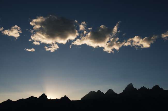 Silhouette of the Grand Teton Mountain Range, Grand Teton National Park, Wyoming, USA