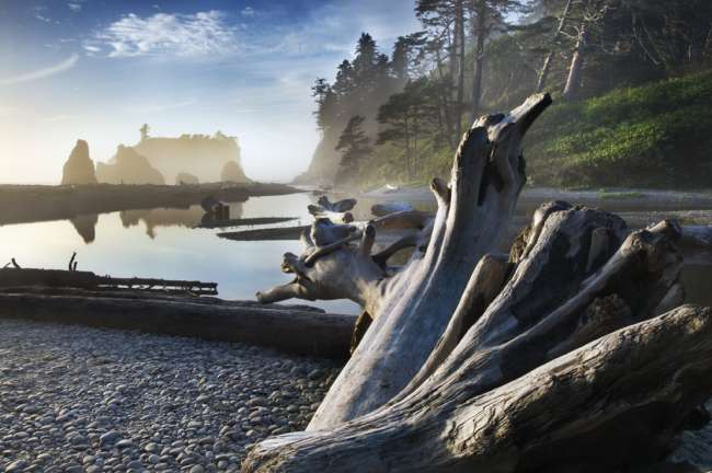 Sunset at Ruby Beach, Olympic National Park, Washington, USA