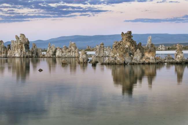 Evening light over Tufa formations on Mono Lake, Mono Basin, INYO National Forest, California