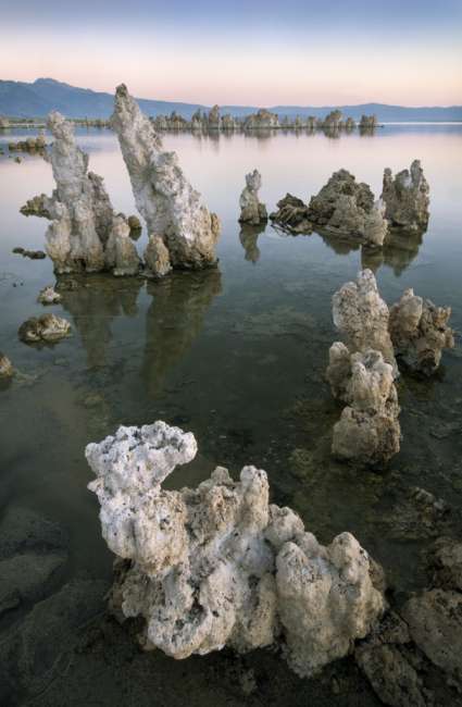 Evening light over Tufa formations on Mono Lake, Mono Basin, INYO National Forest, California