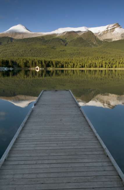 View from the lakeshore of Maligne Lake, Jasper National Park, Jasper Canada