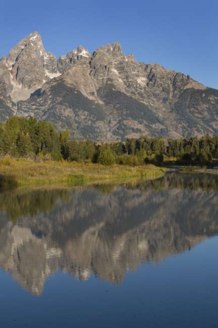 The grand Teton Range seen from Schwabacher Road, Grand Teton National Park, Wyoming, USA