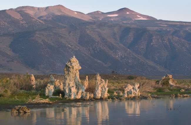 Evening light over Tufa formations on Mono Lake, Mono Basin, INYO National Forest, California
