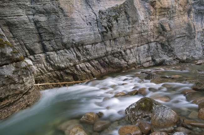 The Maligne River running through Maligne Canyon, Jasper National Park, Jasper Canada