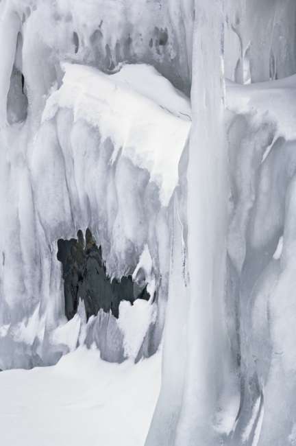 Ice underneath rocks, Hammer Bay, Namakan Lake, Voyageurs National Park, Minnesota, USA