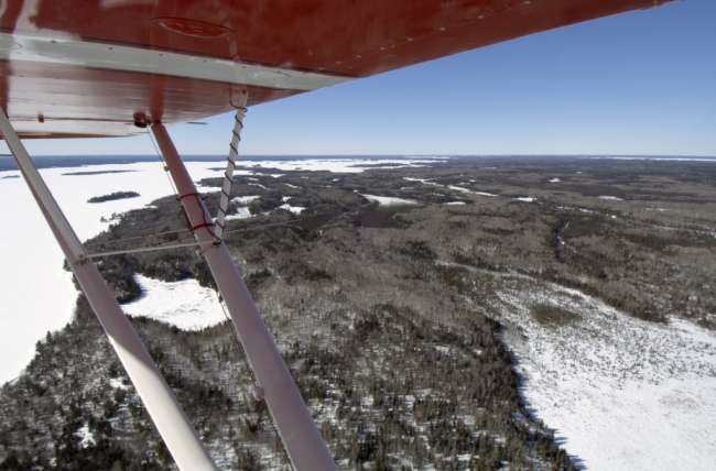 Aerial photographs with park pilot Jim Hummel, Voyageurs National Park, Minnesota, USA