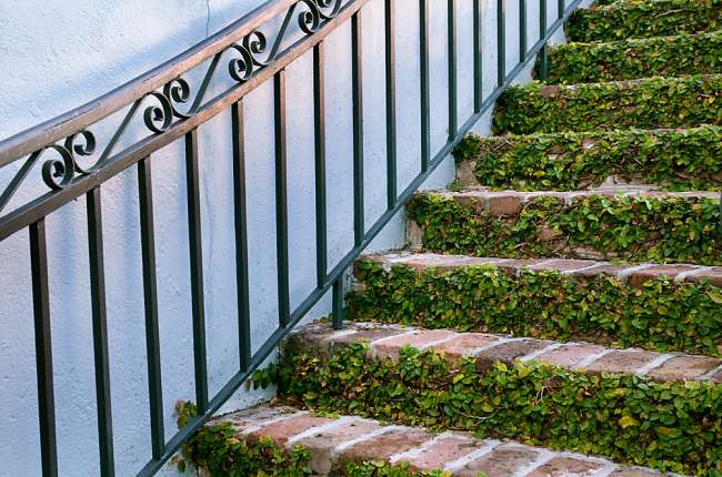 Charleston, South Carolina, USA.  A stairway in the historic district of Charleston.