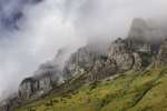 High peaks enclosed in clouds, Waterton Glacier International Peace Park, USA - Canada