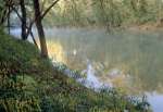 Sunrise relfections on the Green River, Echo River Springs Trail, Mammoth Cave National Park, Kentucky, KY, USA